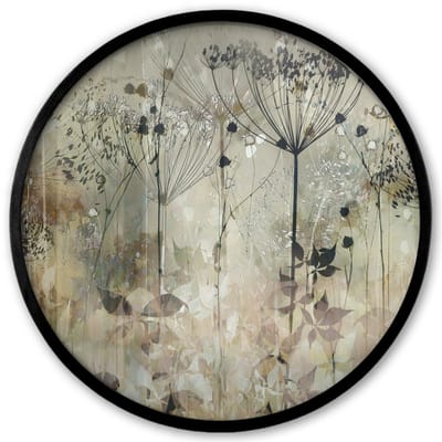 Poster in lijst Rond - Fotolijst 40x40 cm - Posters - Bloemen - Grijs - Natuur - Kunst - Ronde posterlijst zwart - Decoratie - Wanddecoratie woonkamer - Muurdecoratie slaapkamer