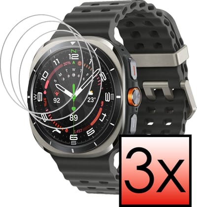 Screenprotector - 3 Stuks - Geschikt voor Samsung Galaxy Watch Ultra - Extra Sterk - Tempered Glass - Gehard Glas - Beschermglas Screen Cover - Bescherm Protector voor Smartwatch