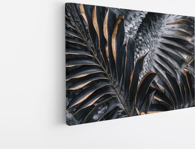 Saammp Canvas Schilderij - Bladeren van goud - Natuur - Bloemen - 30x20 - Foto op canvas - Wanddecoratie - Muurdecoratie Woonkamer - Kantoor Decoratie