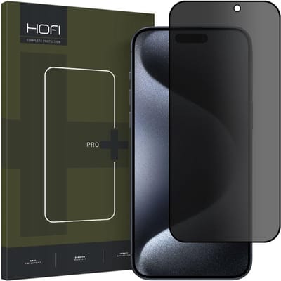Privacy-schermbeveiligingsfolie HOFI PRO+ voor Apple iPhone 15 Pro Max, Gehard Glas, Volledige Lijm