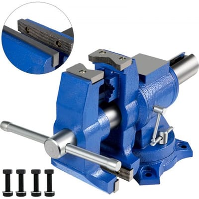 VEVOR Multifunctionele bankschroef 152 mm tafelbankschroef met veelzijdige draaibare voet, gietijzeren bankschroef met een klemkracht van 30 kN, een handig gereedschap voor het vastklemmen en beveiligen van werkstukken.