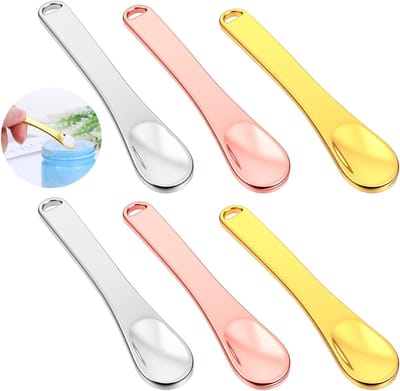 Metalen cosmetische huidverzorgingsspatel en lepel, herbruikbaar make-up gereedschap voor gezichtscrème, lotions en moisturizers in goudkleur