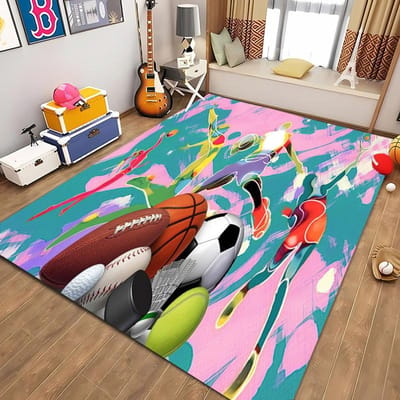 Tapijt met thema balsporten Cartoon voetbalvloermat voor kinderslaapkamerdecoratie Voetbal Grote Oppervlaktekleden Huis Woonkamer Hal Loper 150x200cm (59x79in)