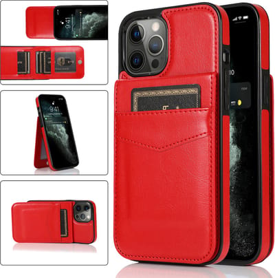 Hoesje geschikt voor iPhone SE 2020 - Backcover - Pasjeshouder - Portemonnee - Kunstleer - Rood