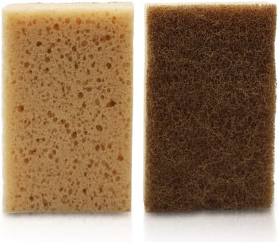 5Five Schuursponsjes - 2x st - 7 x 11,5 cm kokosvezel - Keukensponsjes - Biologisch afbreekbaar - schoonmaak sponzen