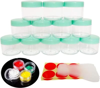 Set van 12 lege plastic potjes van 20g met schroefdop, ideaal voor make-up, oogschaduw en sieradenopslag