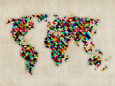 Fotobehang - World Map - a kaleidoscope of colors.