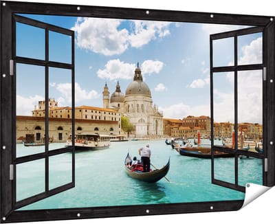 Gards Tuinposter Doorkijk Basiliek San Marco in Venetië op het Water - 180x120 cm - Tuindoek - Tuindecoratie - Wanddecoratie buiten - Tuinschilderij