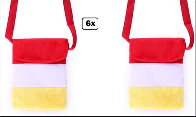 6x Tasje troepzak rood/wit/geel - Carnaval thema feest optocht fun festival party