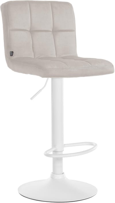 CLP Peru Barkruk - Met rugleuning - Voetsteun - Fluweel - Velvet - wit/creme