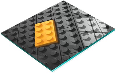 Multifunctionele decoratieve keukenplank van gehard glas, Lego-blokjes, 60x52 cm