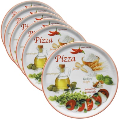 MamboCat Set van 6 pizzaborden Napoli Pizzafoods rood 33cm