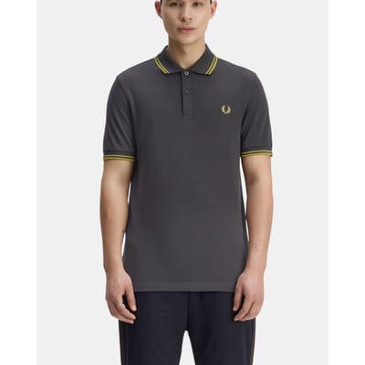 Fred Perry Twin tipped fred perry shirt - Anchor Grey Tennis Ball Yellow