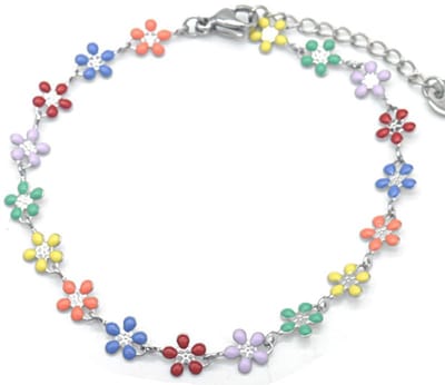 Bijoutheek Armband (Sieraad) Bloemen Zomer Multi Zilverkleurig