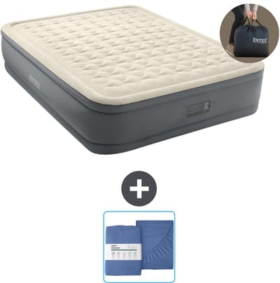 Intex Luchtbed - 2-Persoons - 152 x 203 x 46 cm - Grijs - Inclusief pomp en Hoeslaken