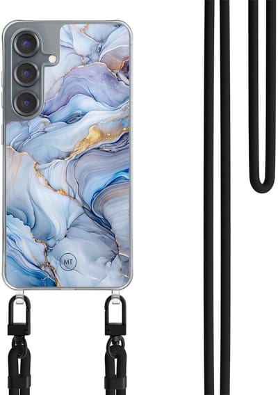 Hoesje met koord geschikt voor Samsung Galaxy S25 - Lavender dream - Inclusief Zwart koord - Crossbody beschermhoes - Transparant, Paars - Mooie Telefoonhoesjes