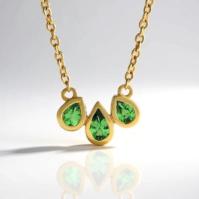 Cavill - Zilveren Halsketting - 925 Sterling Zilver - Lemshuku Tsavoriet 0,48 ct - Druppelvormig - Verstelbare Ketting - Groen - Sieraden Tanzania