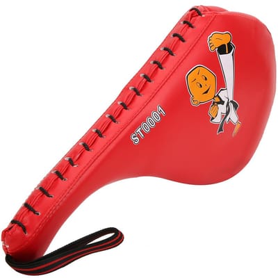 ST0001 Cuir PU Rouge Enfants Taekwondo Boxe Main Pied Coussinet Entraînement Cible de Coup de Pied Accessoire Rouge rouge