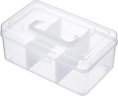 Duidelijke stapelbare opbergdoos met verdeelrooster, multifunctionele plastic container voor nagellak, speelgoed, knutselen en kantoorbenodigdheden