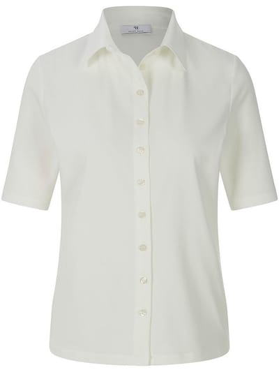 Jerseyblouse lange korte mouwen Van Peter Hahn wit