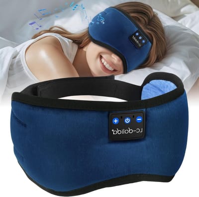Slaapmasker met Bluetooth-hoofdtelefoon voor zijslapers, ademend en totaal verduisterend, ideaal voor ontspanning en betere nachtrust