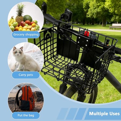 Vouwfietsmand Vooraan - Fietsmand Boodschappen - Fietsen Boodschappen - Afneembare Beugel - 34x20x23cm - Zwart