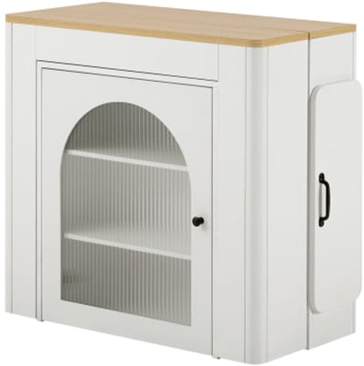 Keukeneiland, Uitschuifbare Eettafel, Verrijdbare Keukentrolley, Dressoir - Met Stopcontacten, Geschikt Als Dressoir, Bijzetkast Of Bartafel Voor Keuken En Eetkamer - Wit, 80 x 39.6 x 77 cm
