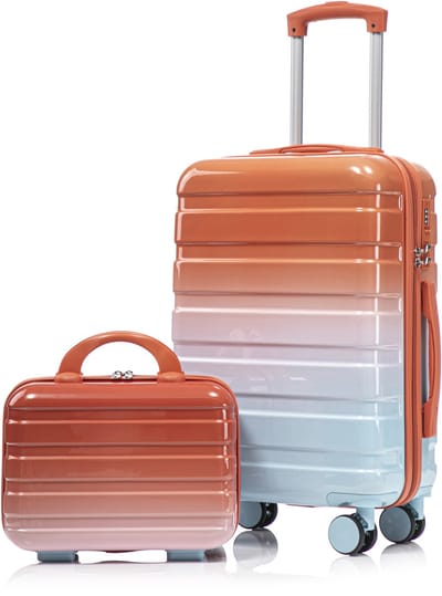 ROLIPO Kofferset 2-delig 14/20 inch - PC harde schaal - Spinner wielen & cijferslot - 14 inch beautycase rood