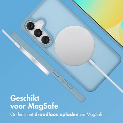 imoshion Hoesje - Geschikt voor Samsung Galaxy S25 FE - Color Guard Backcover met Magnetische Ring - Lichtblauw