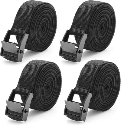 Spanbanden 2 m, 4 stuks, 20 mm breed met klemsluiting voor fiets en motorfiets, belastbaar tot 250 kg