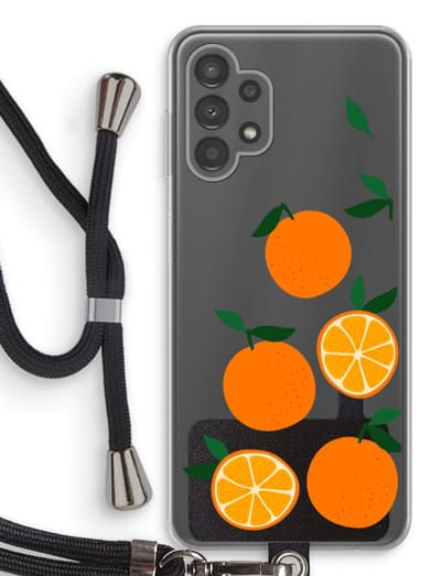 Case Company® - Hoesje met koord geschikt voor Samsung Galaxy A13 4G hoesje met Koord - Will you be my clementine - Telefoonhoesje met Zwart Koord - Bescherming aan alle Kanten en Over de Schermrand