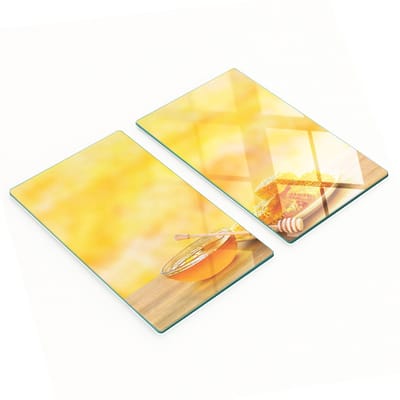 Set van snijplanken van gehard glas met honingpatroon, 2x30x52 cm