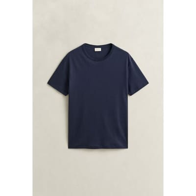 Gant T-Shirt Interlock Short Sleeve Crew Neck Avond Blauw / male