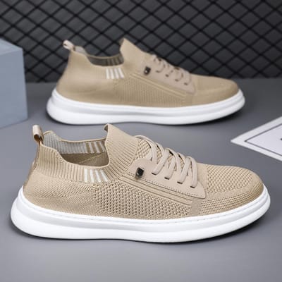 Zomer Mesh Schoenen Ademend Zachte Zool Hardloopschoenen Heren Dunne Laag Uitgesneden Vliegend Geweven Schoenen Instapper Casual Sneaker 44 gray
