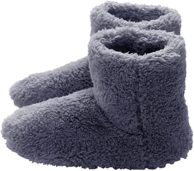 longziming -USB Verwarmde Sloffen voor Heren – Grijs, One Size (maat 39–43) – Elektrische Pantoffels met 5V Verwarming & Antislip Zool
