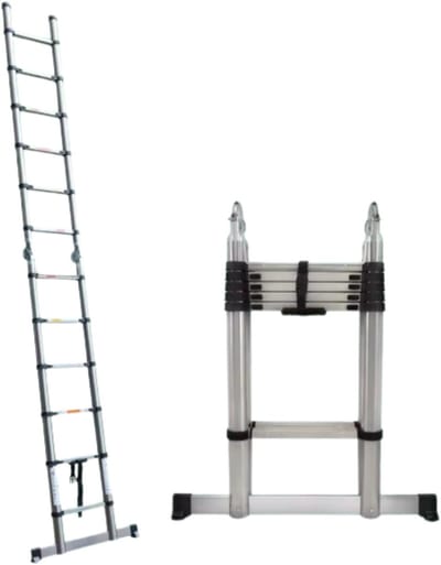 Telescopische Ladder Lucian - 1,9m - Uitschuifbare Multifunctionele Roestvrijstalen Ladder - Draagbare Stevige Zolderladder met EN131-standaard