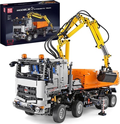 Pneumatische Vrachtwagen - Bouwstenen Model - Technisch Bouwen - Afstandsbediend en App - 2970 Delen - Geel