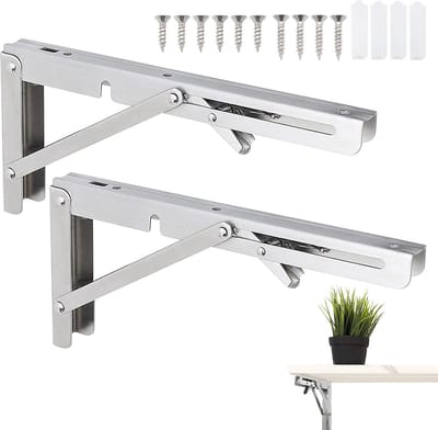 2 stuks stevige roestvrijstalen inklapbare wandplanksteunen heavy duty