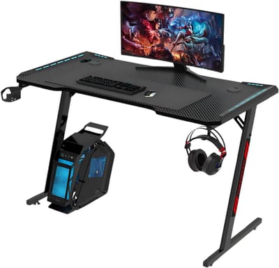 Livista® Gaming Bureau - 120x60x73cm - RGB Verlichting - Ergonomisch Ontwerp - Stabiele Driehoekige Structuur - Zwart