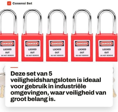 Dailygoods- Veiligheidshangslot Klein - Hangslot met 2 Sleutels - Nylon PA - Geschikt voor Transport - Beschrijfbaar Label - Schokbestendig