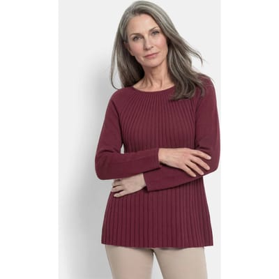 A-lijn tricot pullover met katoen - bordeaux - Gr. 19 van Goldner Fashion