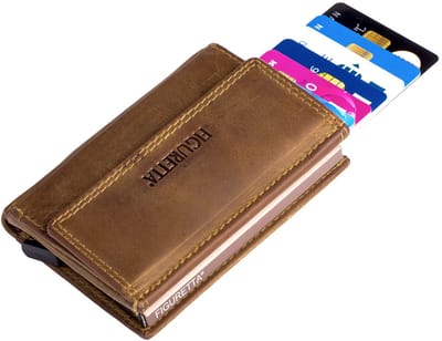 Figuretta Heren Creditcardhouder van Echt Leer – RFID Portemonnee met Ruimte voor Pasjes, Contant Geld en Munten – Hunter Bruin