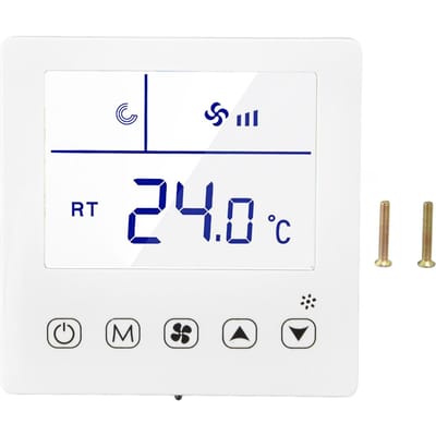 Thermostat numérique avec fonction de ventilation et écran LCD précis, contrôleur de température pour climatisation blue