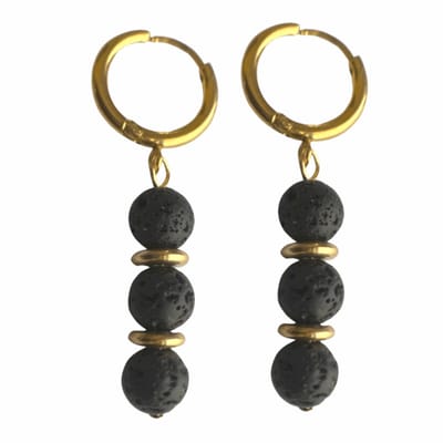 Oorbellen-Lava-Goudkleurig-Zwart-Charme Bijoux