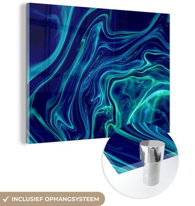 ® Glasschilderij 160x120 cm - Schilderij acrylglas - Abstract - Waves - Design - Foto op glas - Muurdecoratie woonkamer - Wanddecoratie slaapkamer - Schilderijen