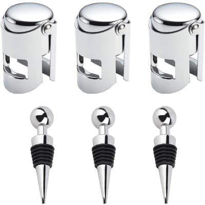 Ynkkvre - RVS flessenstoppers -Wijnstopper - set 6x - champagnestop - flessenstop - RVS - wijnafsluiter - voor champagne flessen- Rode Wijn Champagne Beer Saver Sealer