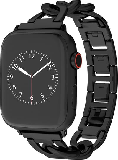 By Qubix - Geschikt voor Apple Watch bandje - Metalen quick-release ketting band - Zwart - Geschikt voor Apple watch 38mm / 40mm / 41mm / 42mm