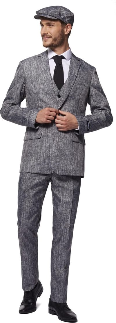 Suitmeister 20's Gangster Grey - Heren Pak - Halloween Kostuum - Verkleedkleding - Grijs - Maat S