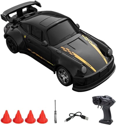 Miniatuur 1:64 RC Drift Auto met Afstandsbediening, 4WD Drift Fun, LED Verlichting en Proportionele Besturing voor Volwassenen