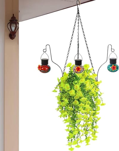 Kunstbloemen met voederbak - Decoratieve bloemen - Vogels voeren - Artistieke tuinintegratie - 275 cm afmeting - Geel